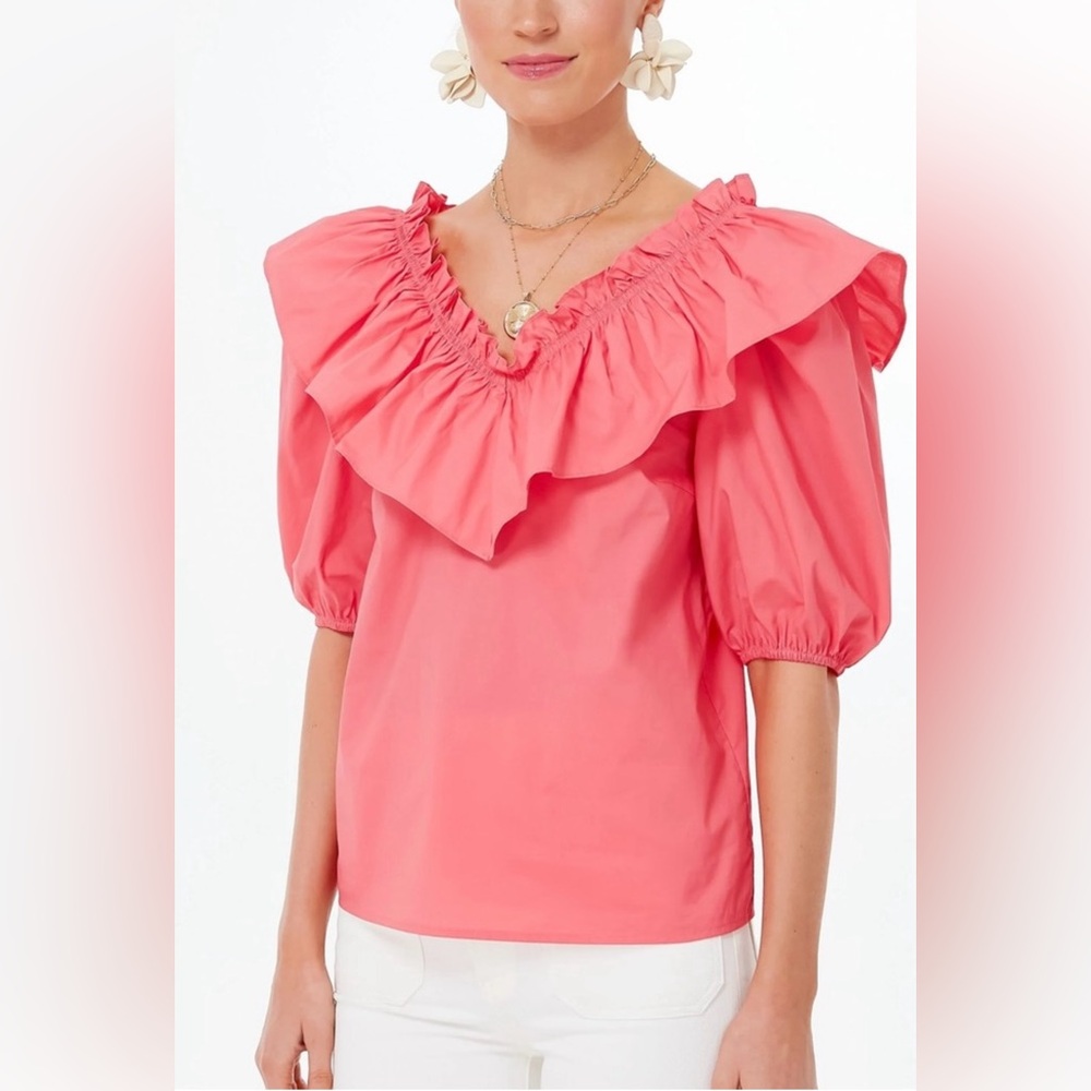 NWT Sold Out English Factory Punchy Pink Ruffle Collar Mae Blouse, M